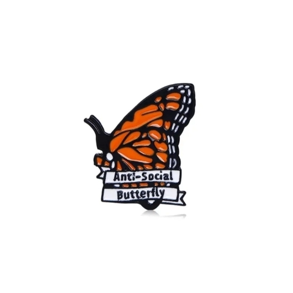 Anti social butterfly brooch pin - Picture 3 of 3